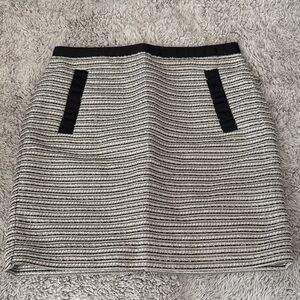 LOFT Black and White Textured Mini Skirt
